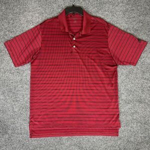 Adidas Shirt Mens XL Red Polo Striped Short Sleeve Climalite Polyester Adult​‎